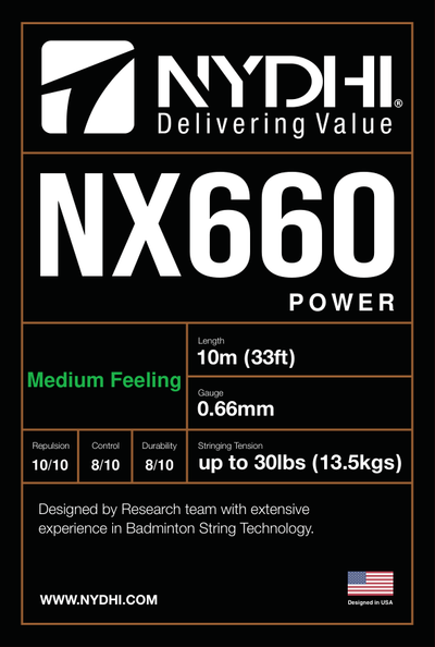 Nydhi NX660 Power 0.66mm High Repulsion Badminton String Set (10m)