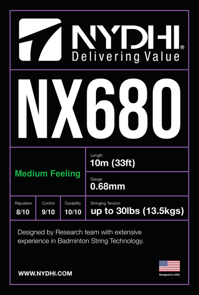 Nydhi NX680 0.68mm Ultimate Durability Badminton String Set (10m)