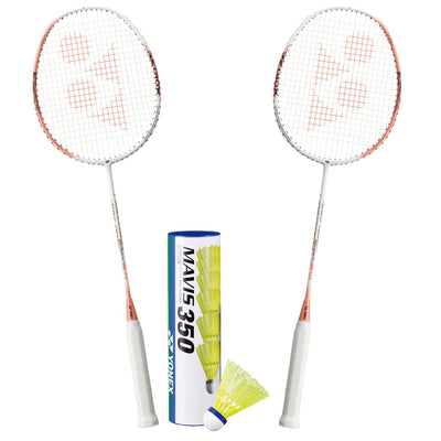Yonex Badminton Combo Set (2 Astrox 01 Ability Rackets + 1 tube of Mavis 350 Shuttles)