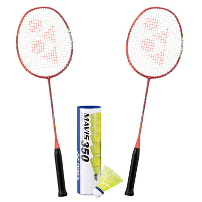 Yonex Badminton Combo Set (2 Astrox 01 Ability Rackets + 1 tube of Mavis 350 Shuttlecock)