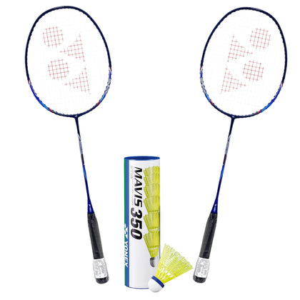 Yonex Badminton Combo Set (2 Nanoflare Speed 7 Rackets + 1 tube of Mavis 350 Shuttlecock)