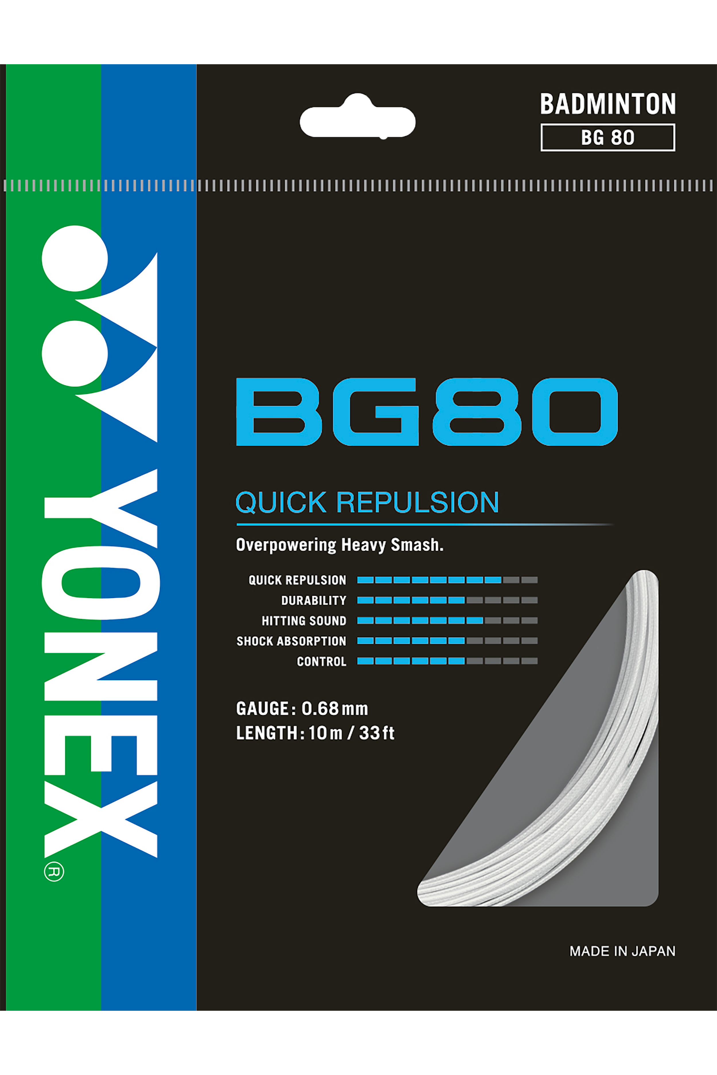 Yonex BG80 Badminton String Set 10m (White)