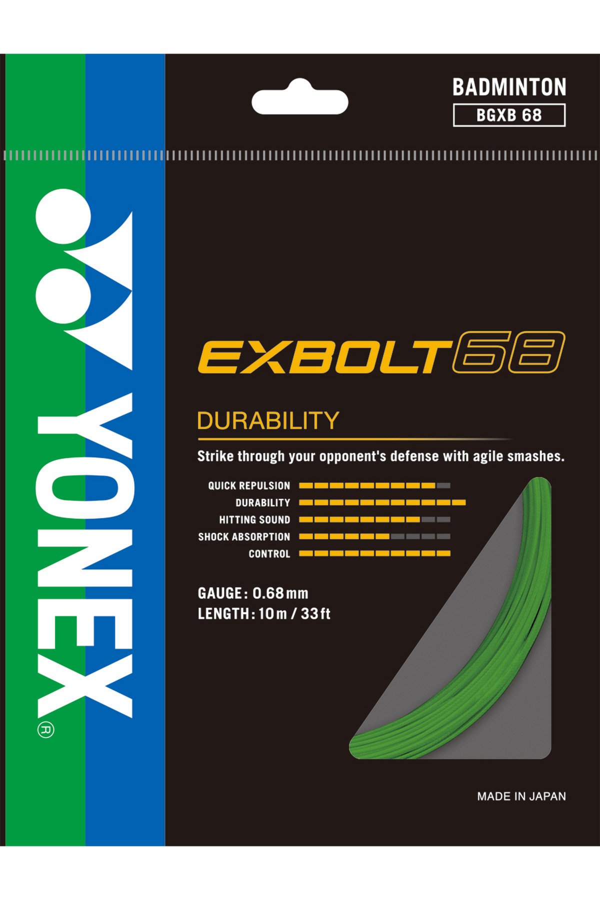 YONEX バドストリング EXBOLT 68 (100m) ６月入荷分 Yonex Exbolt 68 Badminton String Set (10m)