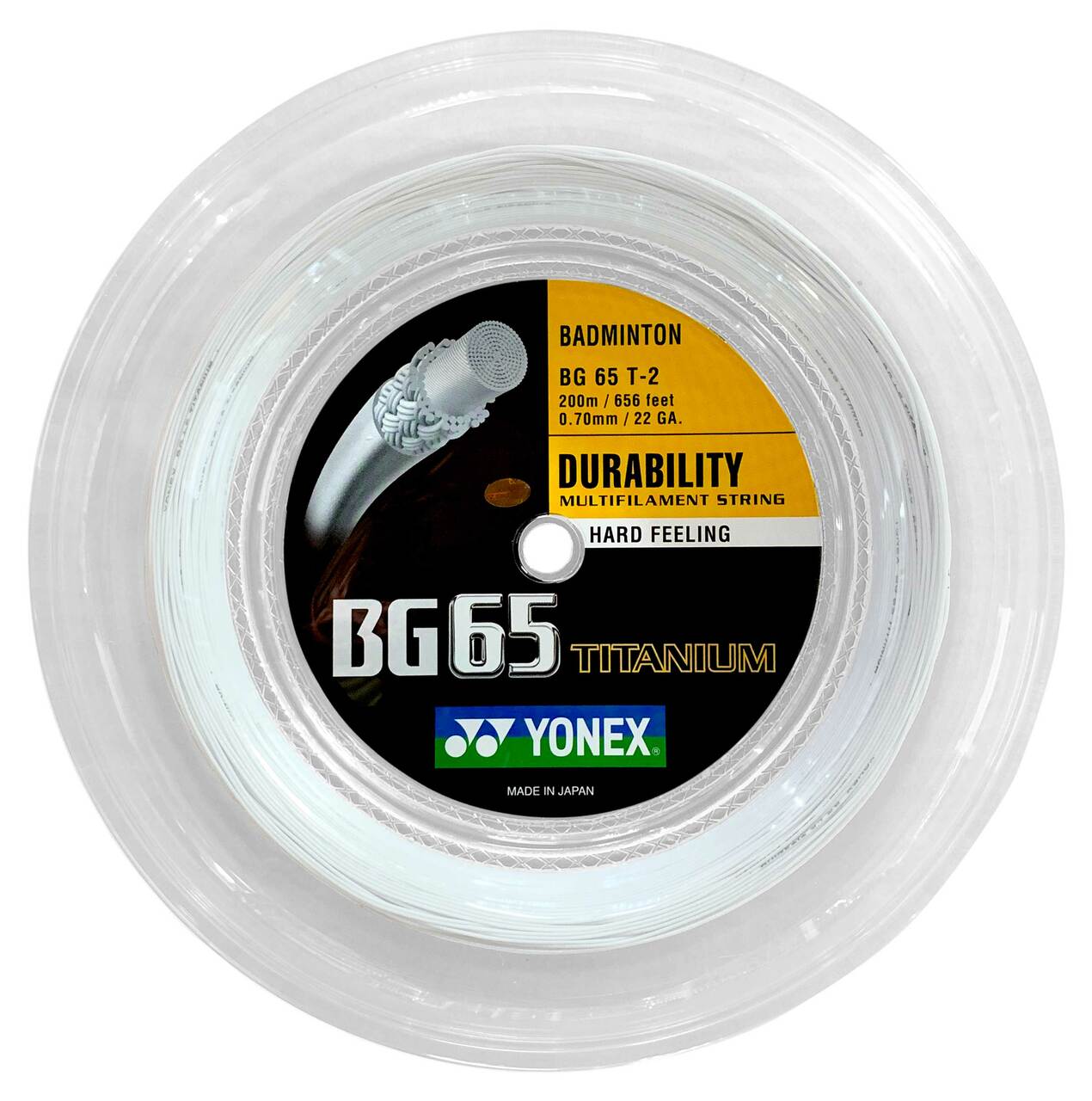 Yonex BG65 Titanium (BG65 Ti) 200m Reel (White) Badminton String