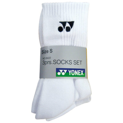 Yonex 3-Pack Long Sports Socks White 8422